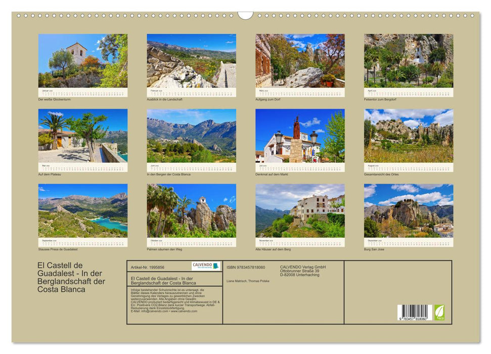 El Castell de Guadalest - In der Berglandschaft der Costa Blanca (CALVENDO Wandkalender 2026)
