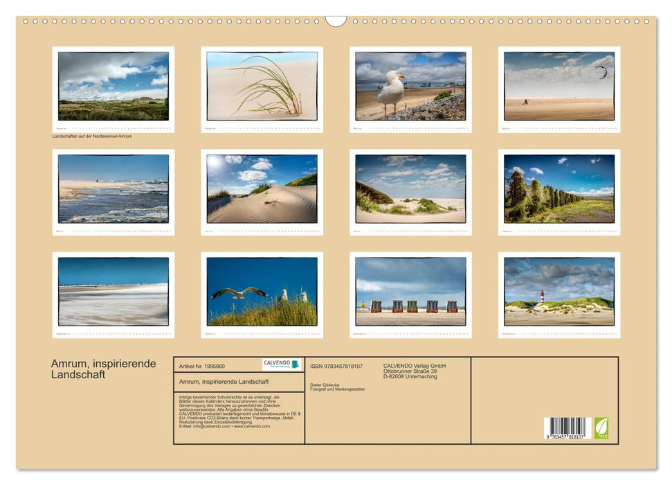 Amrum, inspirierende Landschaft (CALVENDO Wandkalender 2026)