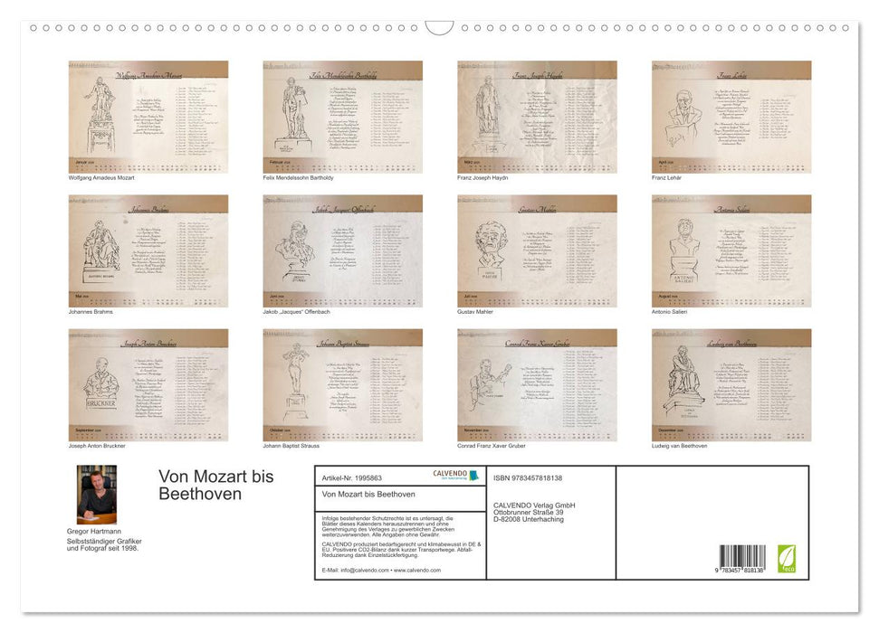 Von Mozart bis Beethoven (CALVENDO Wandkalender 2026)