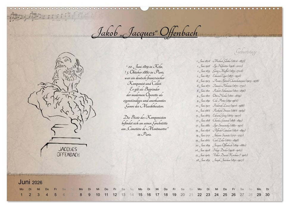 Von Mozart bis Beethoven (CALVENDO Wandkalender 2026)