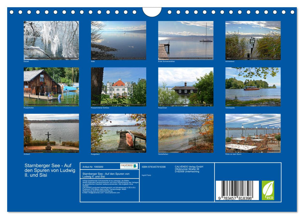 Starnberger See - Auf den Spuren von Ludwig II. und Sisi (CALVENDO Wandkalender 2026)