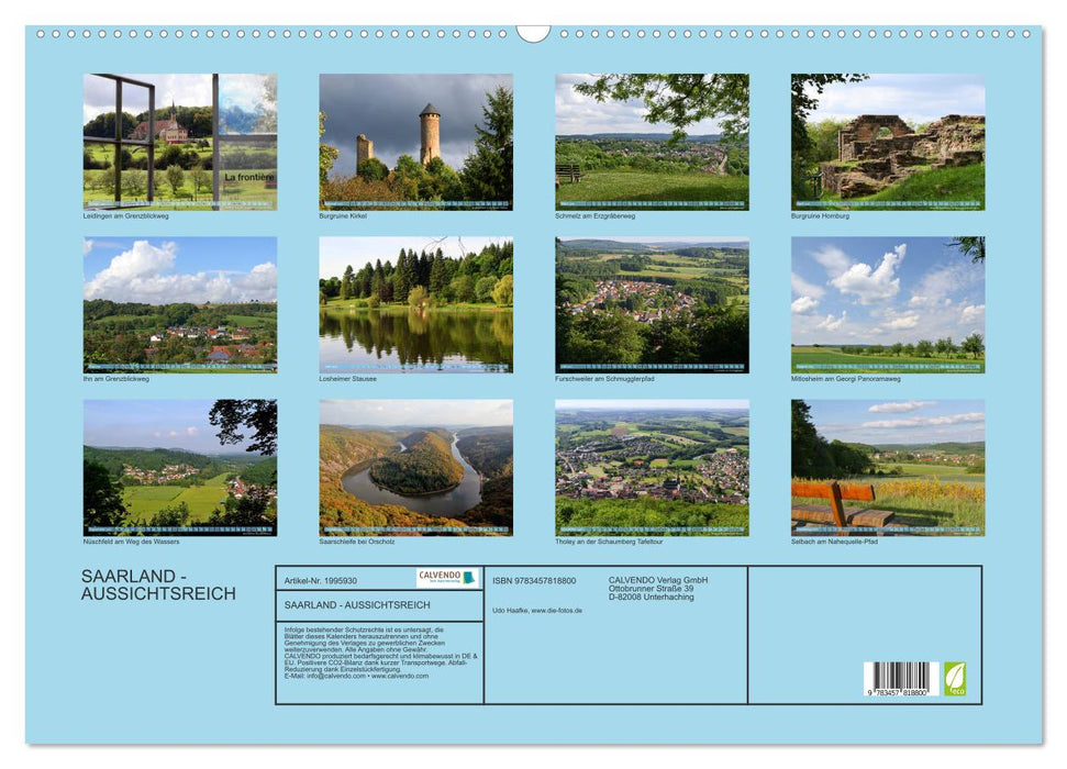 SAARLAND - AUSSICHTSREICH (CALVENDO Wandkalender 2026)