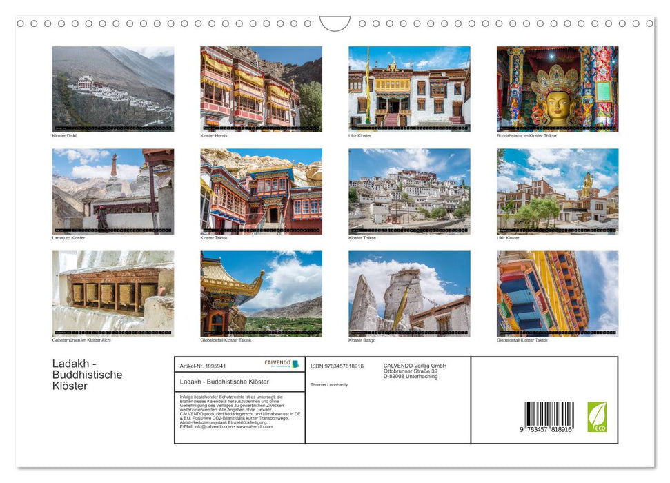 Ladakh - Buddhistische Klöster (CALVENDO Wandkalender 2026)