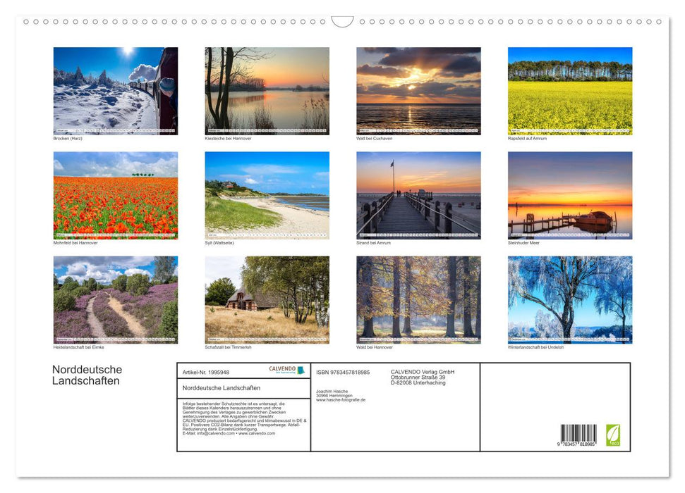 Norddeutsche Landschaften (CALVENDO Wandkalender 2026)