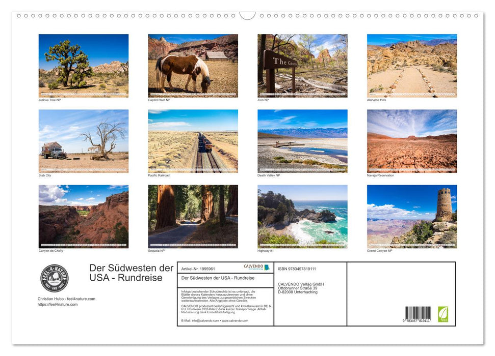 Der Südwesten der USA - Rundreise (CALVENDO Wandkalender 2026)