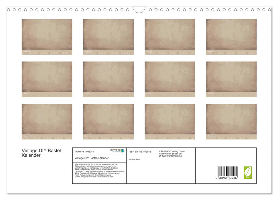 Vintage DIY Bastel-Kalender (CALVENDO Wandkalender 2026)