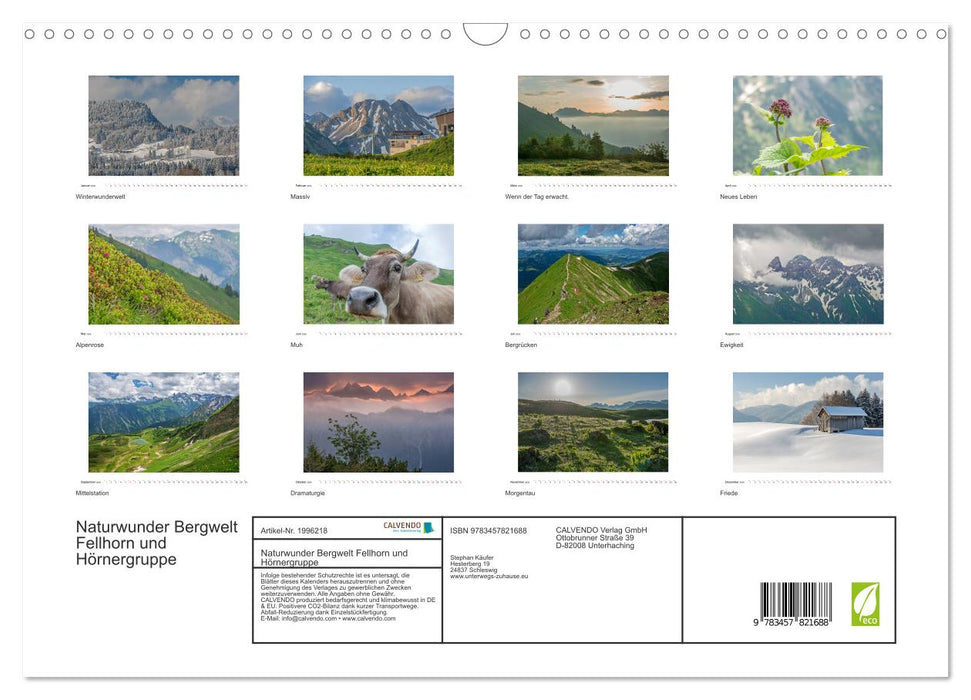 Naturwunder Bergwelt Fellhorn und Hörnergruppe (CALVENDO Wandkalender 2026)