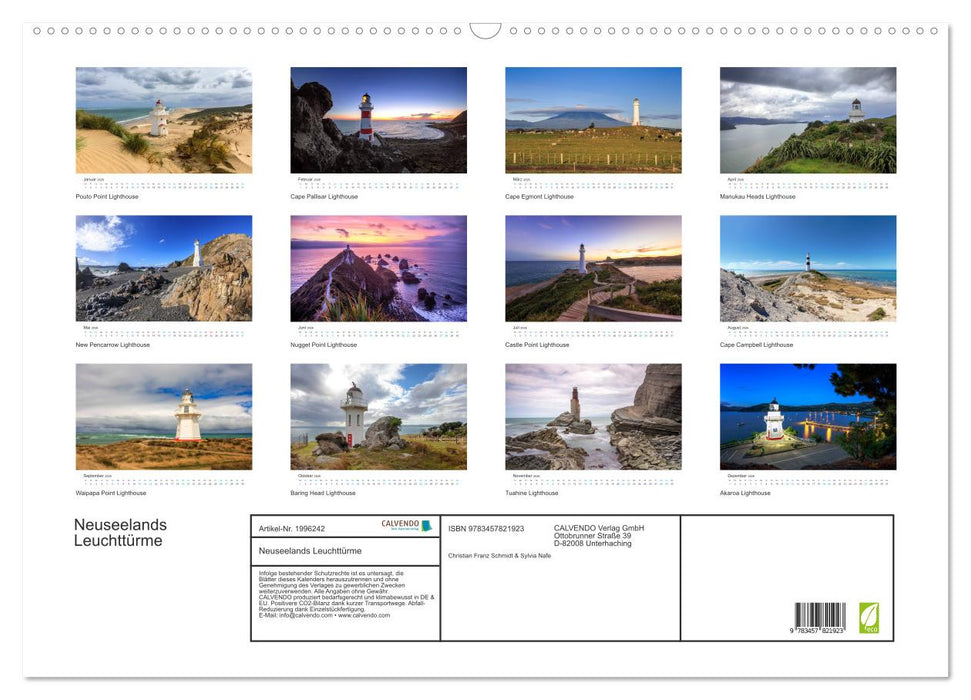 Neuseelands Leuchttürme (CALVENDO Wandkalender 2026)