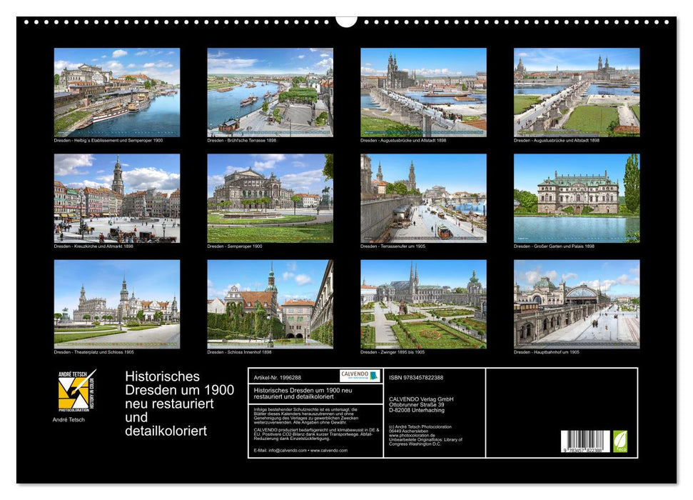 Historisches Dresden um 1900 neu restauriert und detailkoloriert (CALVENDO Wandkalender 2026)