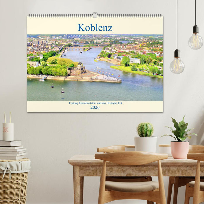 Koblenz - Festung Ehrenbreitstein und das Deutsche Eck (CALVENDO Wandkalender 2026)