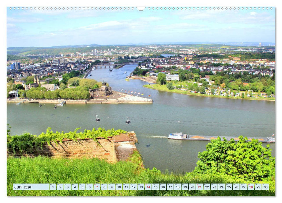 Koblenz - Festung Ehrenbreitstein und das Deutsche Eck (CALVENDO Wandkalender 2026)