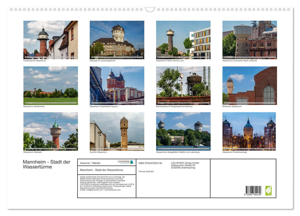 Mannheim - Stadt der Wassertürme (CALVENDO Wandkalender 2026)