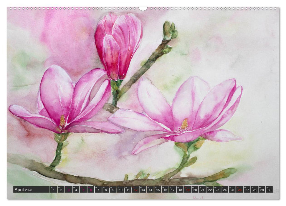 Blumenbilder in Aquarell (CALVENDO Wandkalender 2026)
