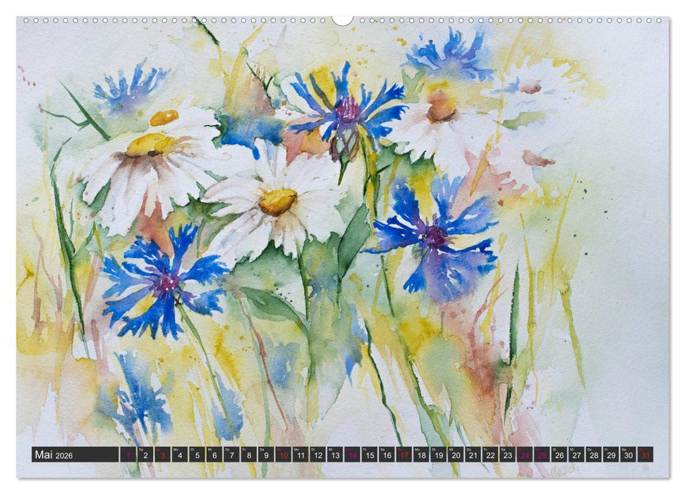 Blumenbilder in Aquarell (CALVENDO Wandkalender 2026)