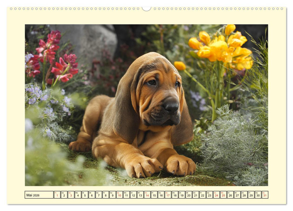 Bloodhound Momente. Zielstrebige Schnüffler mit treuer Seele (CALVENDO Premium Wandkalender 2026)