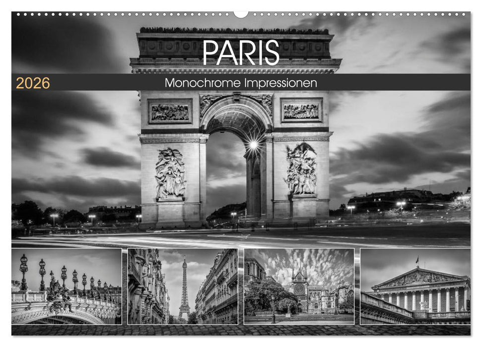 PARIS Monochrome Impressionen (CALVENDO Wandkalender 2026)
