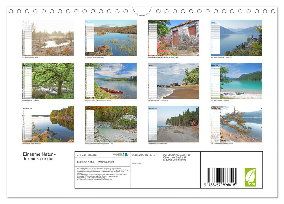 Einsame Natur - Terminkalender (CALVENDO Wandkalender 2026)
