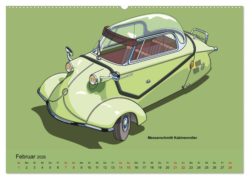 Made in Germany - Illustrationen deutscher Oldtimer (CALVENDO Wandkalender 2026)