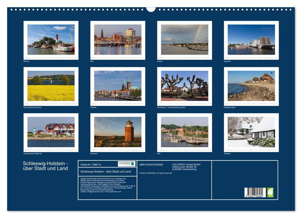Schleswig-Holstein - über Stadt und Land (CALVENDO Wandkalender 2026)