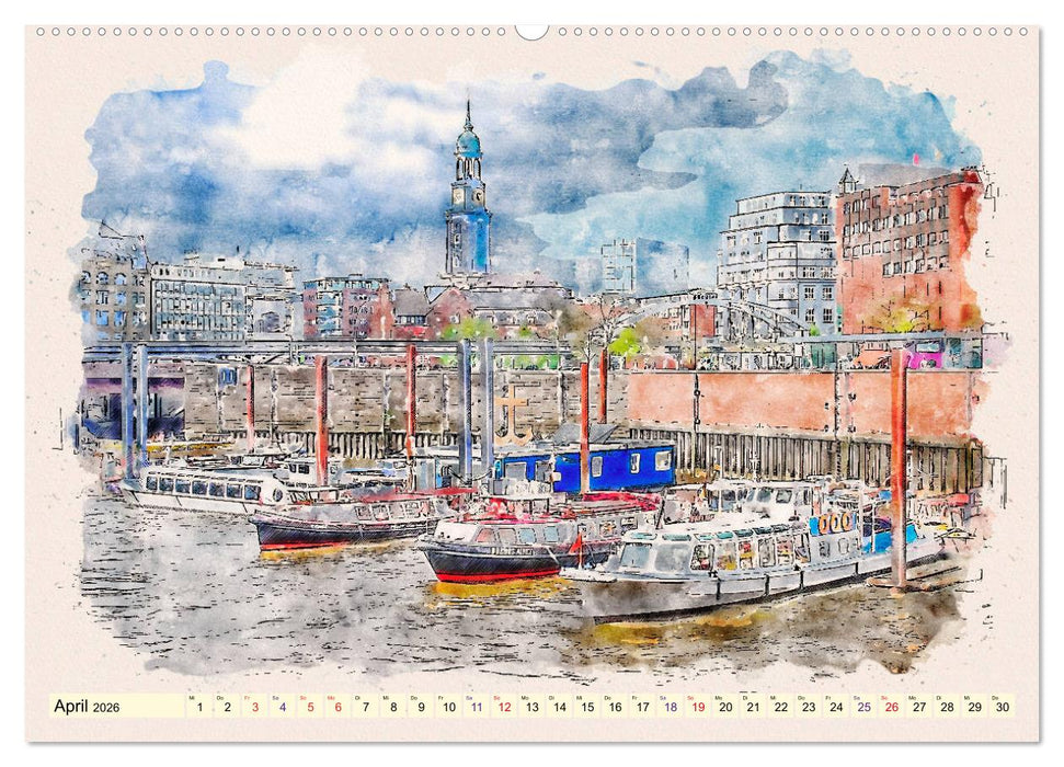 Hamburg - malerische Metropole (CALVENDO Wandkalender 2026)