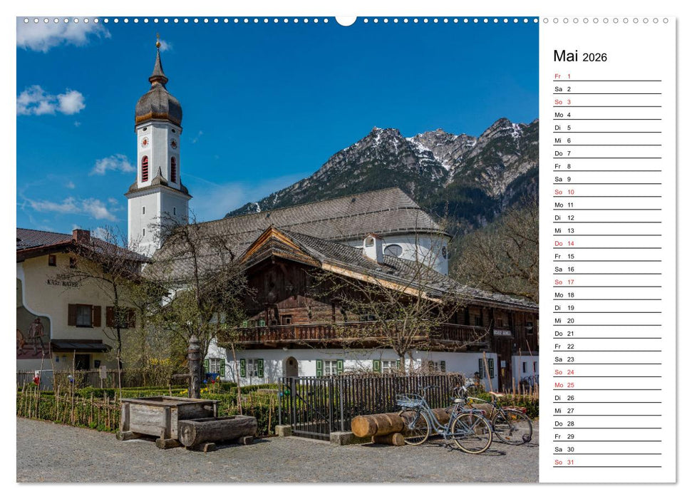 Garmisch-Partenkirchen - Bayerischer Charme im Werdenfelser Land (CALVENDO Wandkalender 2026)