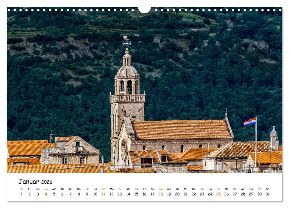 Dalmatiens Süden, Peljesac und Korcula (CALVENDO Wandkalender 2026)