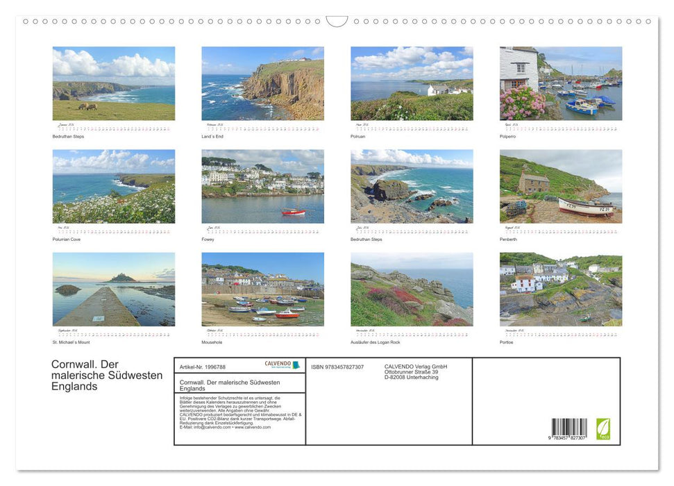 Cornwall. Der malerische Südwesten Englands (CALVENDO Wandkalender 2026)