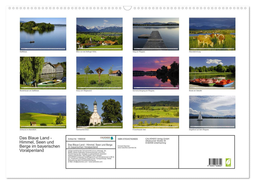 Das Blaue Land - Himmel, Seen und Berge im bayerischen Voralpenland (CALVENDO Wandkalender 2026)