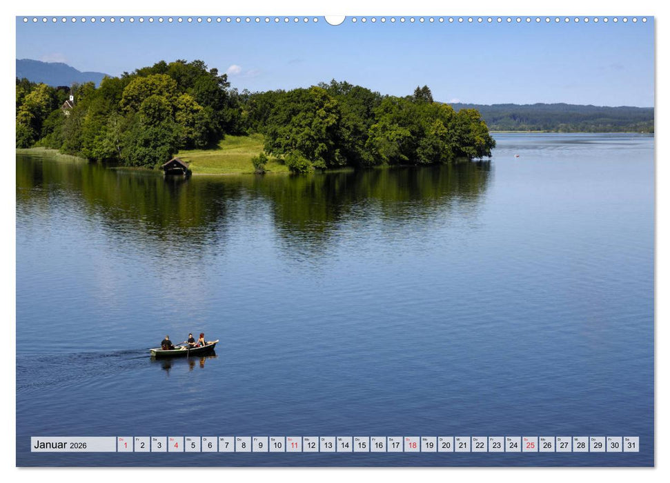Das Blaue Land - Himmel, Seen und Berge im bayerischen Voralpenland (CALVENDO Wandkalender 2026)