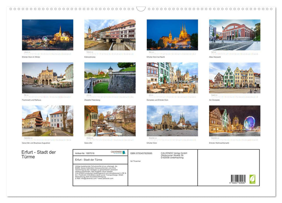 Erfurt - Stadt der Türme (CALVENDO Wandkalender 2026)