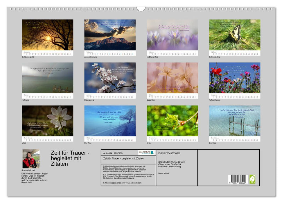 Zeit für Trauer - begleitet mit Zitaten (CALVENDO Wandkalender 2026)