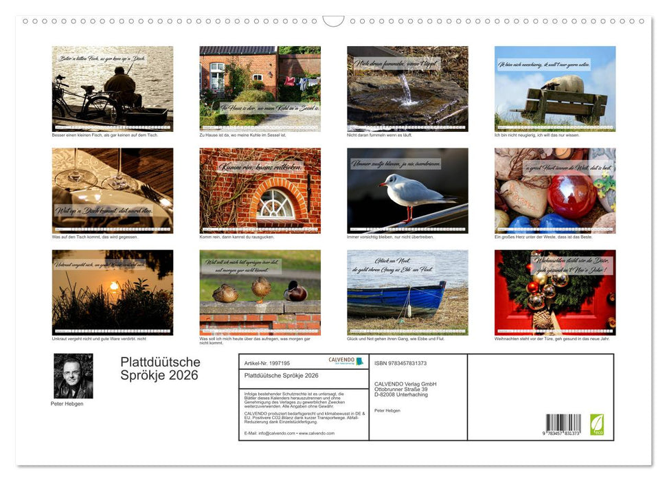 Plattdüütsche Sprökje 2026 (CALVENDO Wandkalender 2026)