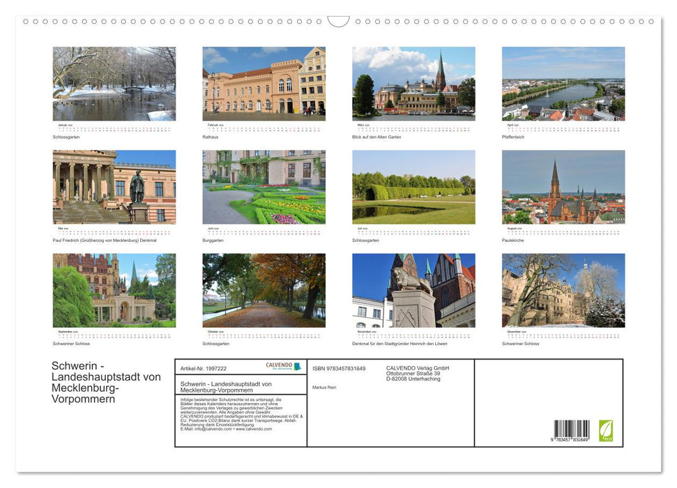 Schwerin - Landeshauptstadt von Mecklenburg-Vorpommern (CALVENDO Wandkalender 2026)