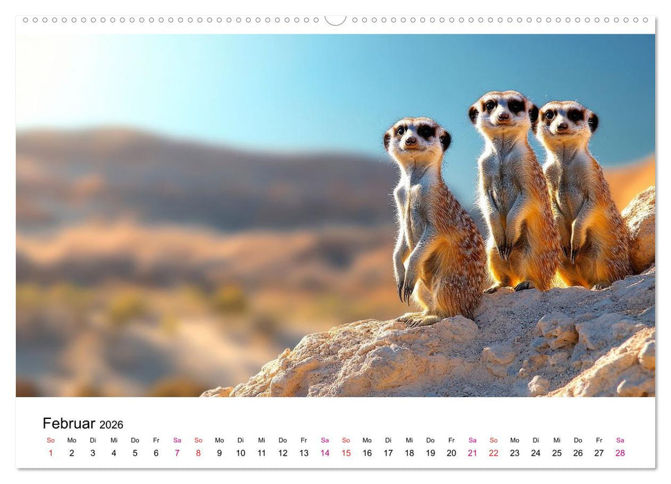 Erdmännchen - klein, frech, neugierig (CALVENDO Wandkalender 2026)