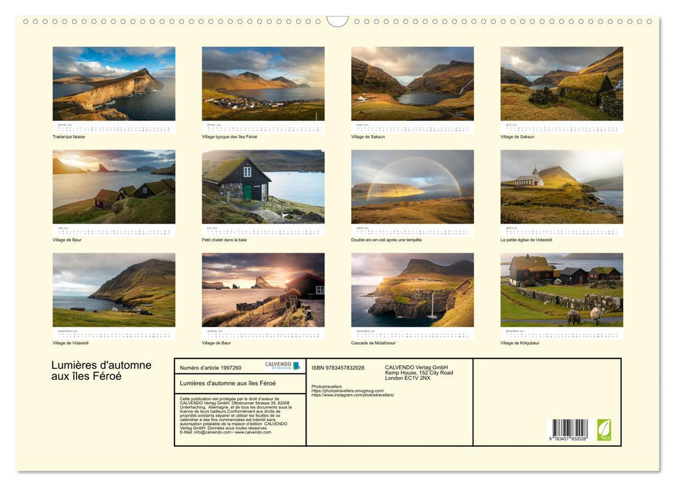 Lumières d'automne aux îles Féroé (CALVENDO Calendrier mensuel 2026)