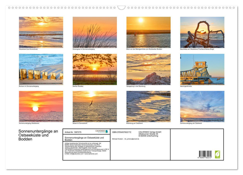 Sonnenuntergänge an Ostseeküste und Bodden (CALVENDO Wandkalender 2026)