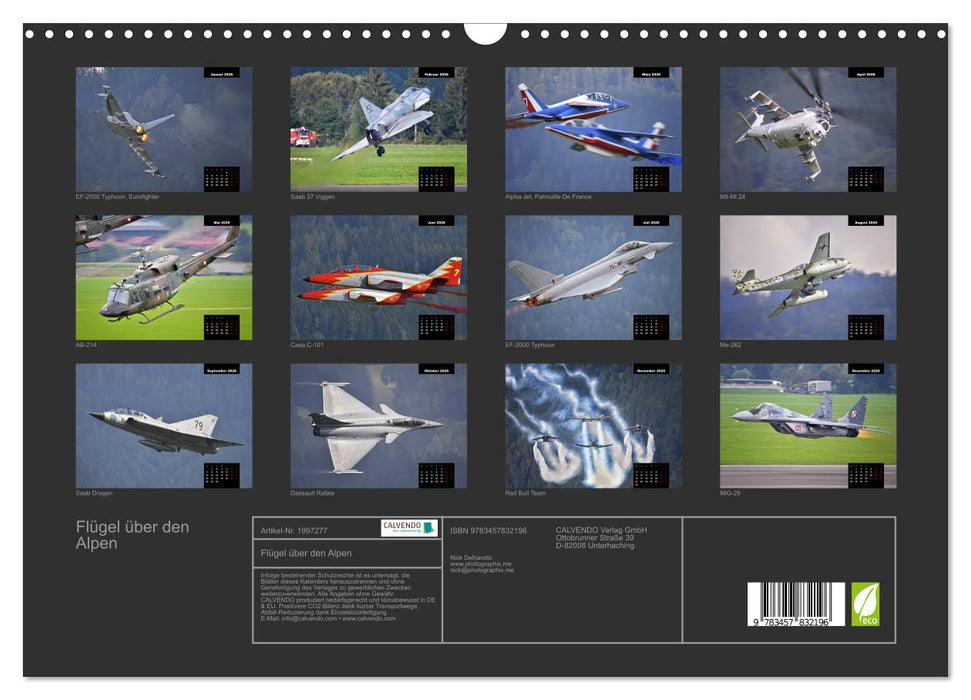 Flügel über den Alpen (CALVENDO Wandkalender 2026)