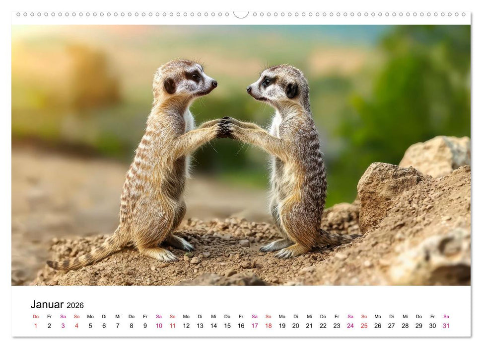 Erdmännchen - klein, frech, neugierig (CALVENDO Premium Wandkalender 2026)