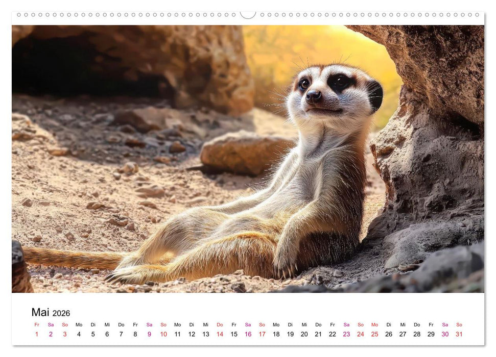 Erdmännchen - klein, frech, neugierig (CALVENDO Premium Wandkalender 2026)