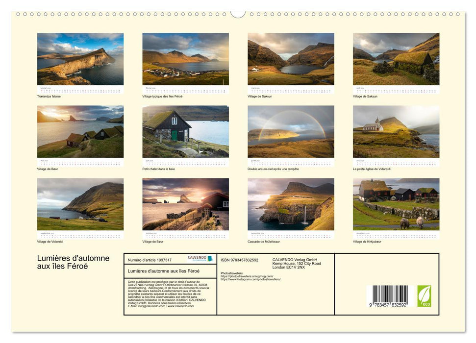Lumières d'automne aux îles Féroé (CALVENDO Calendrier supérieur 2026)