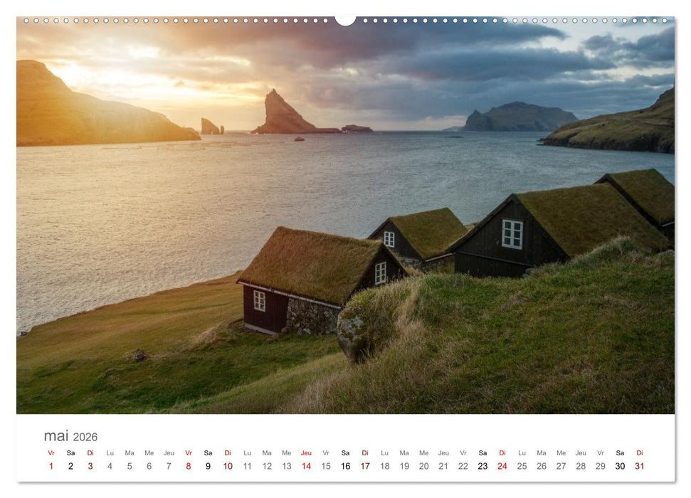 Lumières d'automne aux îles Féroé (CALVENDO Calendrier supérieur 2026)