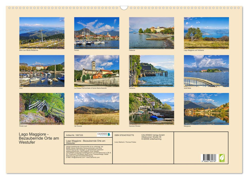 Lago Maggiore - Bezaubernde Orte am Westufer (CALVENDO Wandkalender 2026)