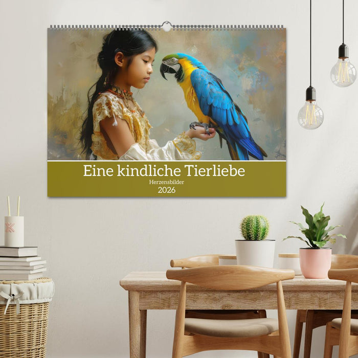 Eine kindliche Tierliebe - Herzensbilder (CALVENDO Wandkalender 2026)
