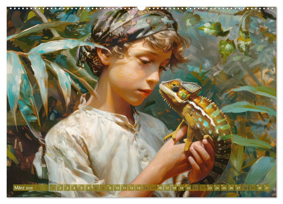 Eine kindliche Tierliebe - Herzensbilder (CALVENDO Wandkalender 2026)