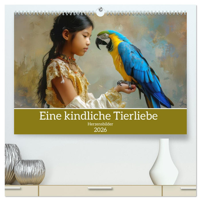 Eine kindliche Tierliebe - Herzensbilder (CALVENDO Premium Wandkalender 2026)