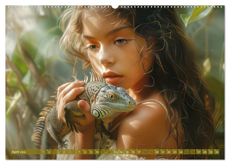 Eine kindliche Tierliebe - Herzensbilder (CALVENDO Premium Wandkalender 2026)