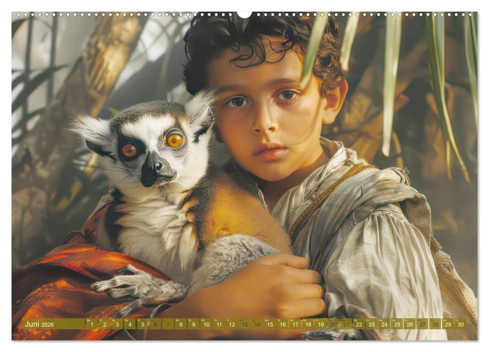 Eine kindliche Tierliebe - Herzensbilder (CALVENDO Premium Wandkalender 2026)