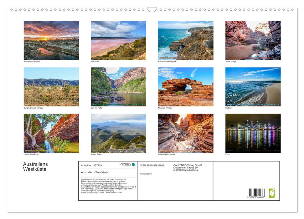 Australiens Westküste (CALVENDO Wandkalender 2026)