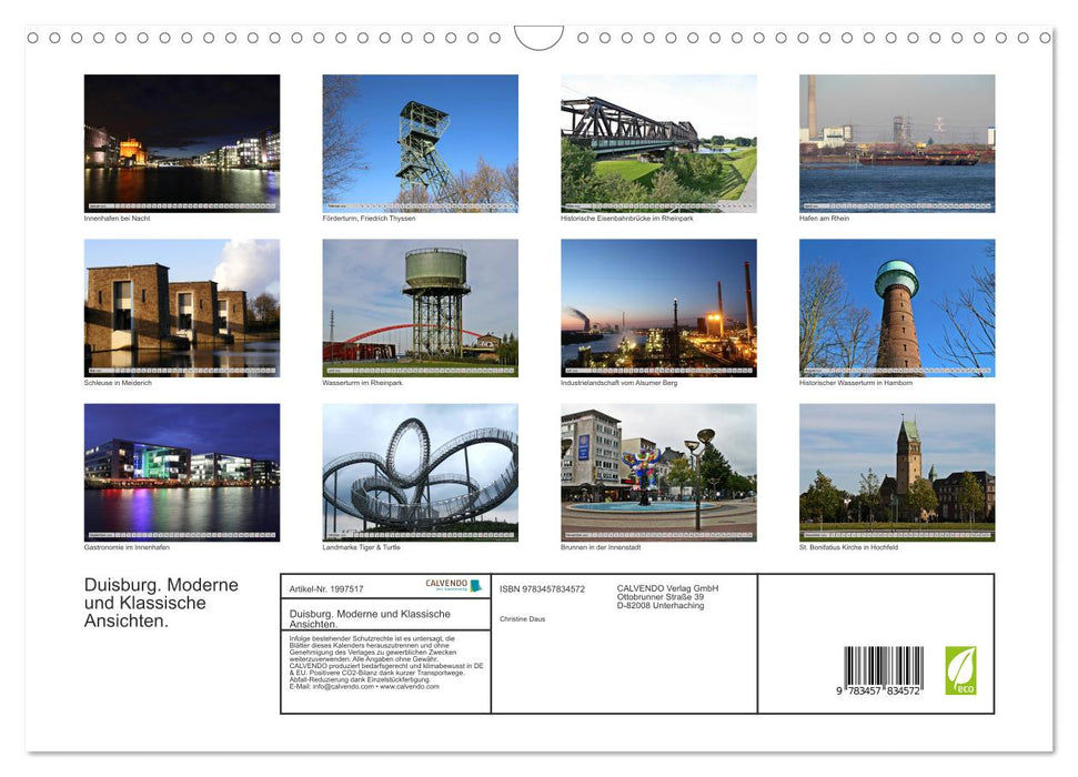 Duisburg. Moderne und Klassische Ansichten. (CALVENDO Wandkalender 2026)