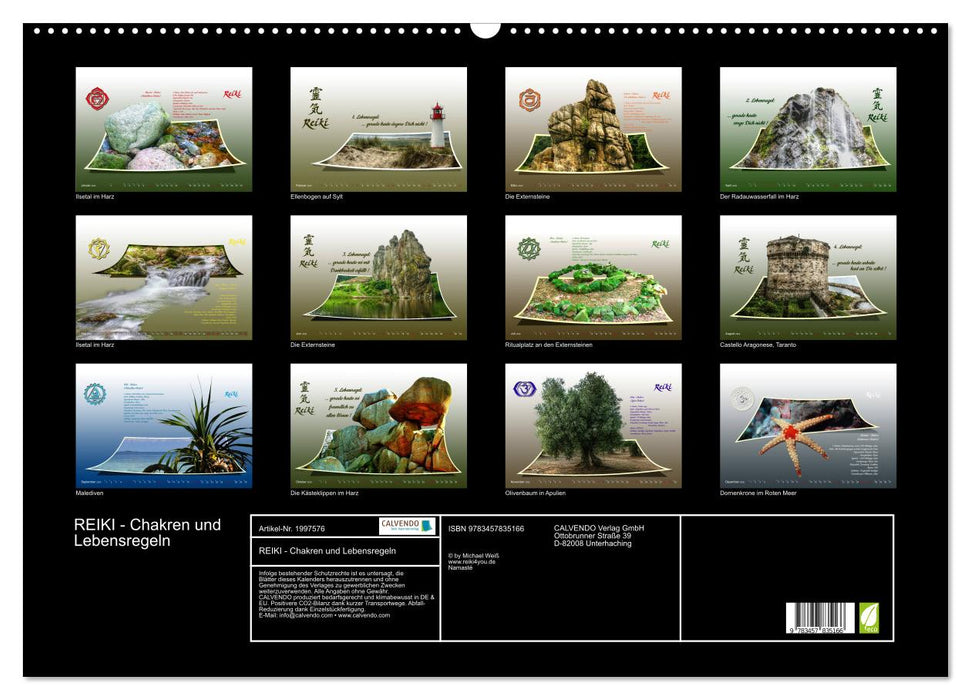 REIKI - Chakren und Lebensregeln (CALVENDO Wandkalender 2026)